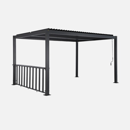 Pergola bioclimatique aluminium et acier 4x3m + bar 3m palace