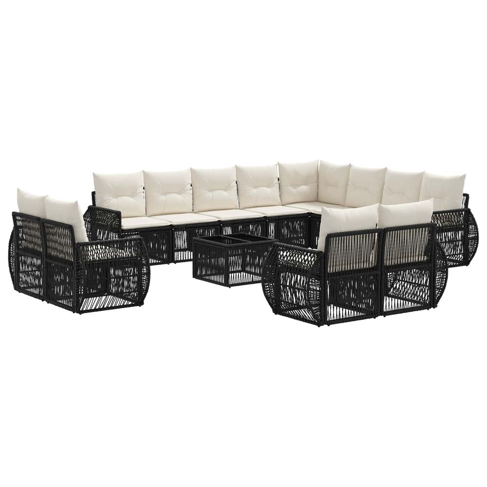 Ensemble de canapé de jardin 13 pc noir et blanc crème
