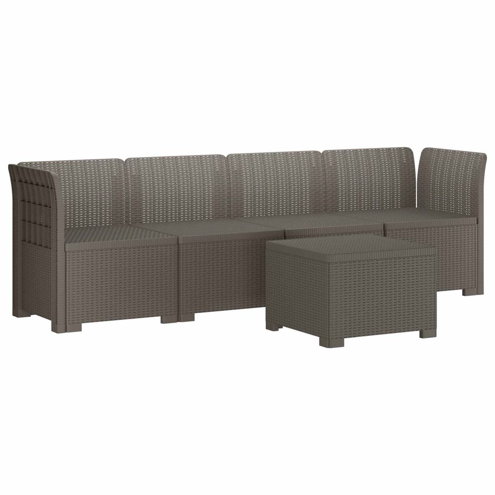 Canapé de jardin 4 places look rotin pp gris clair