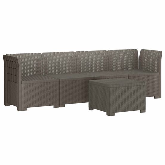 Canapé de jardin 4 places look rotin pp gris clair