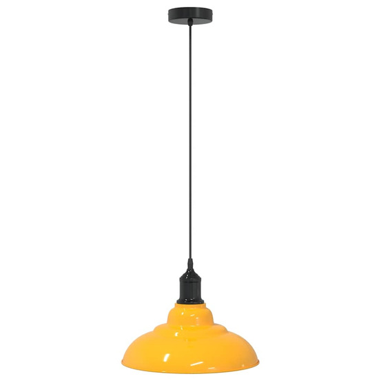 Lampe suspendue réglable hauteur e27 jaune brillant ø31cm métal