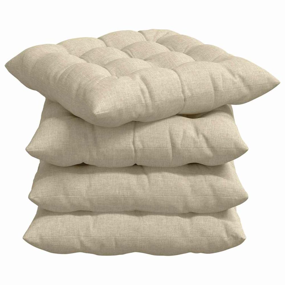 Coussins de siège 4 pc tissu crème 40 x 40 x 6 cm