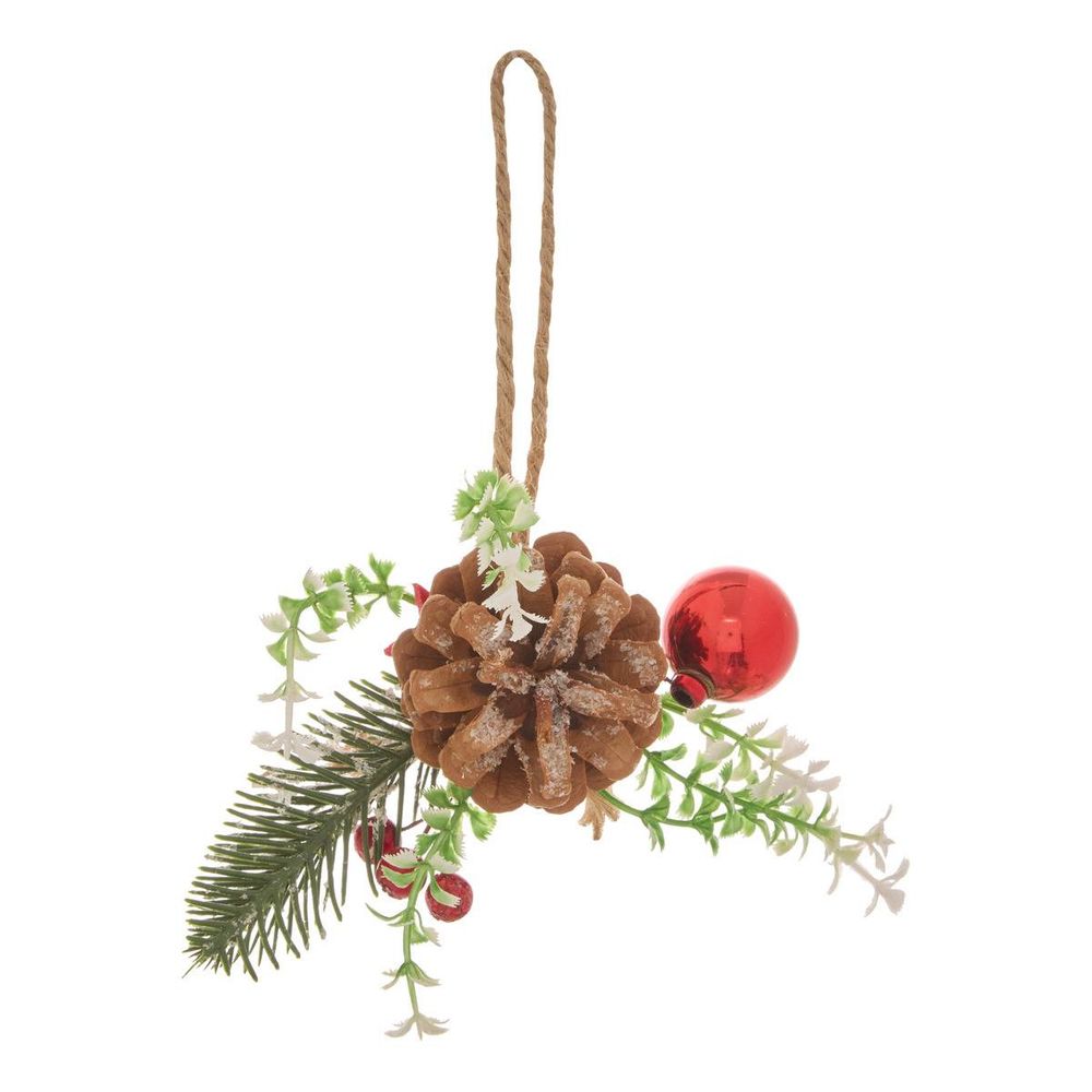 Suspension de sapin branche décorée de pommes de pin 7 cm