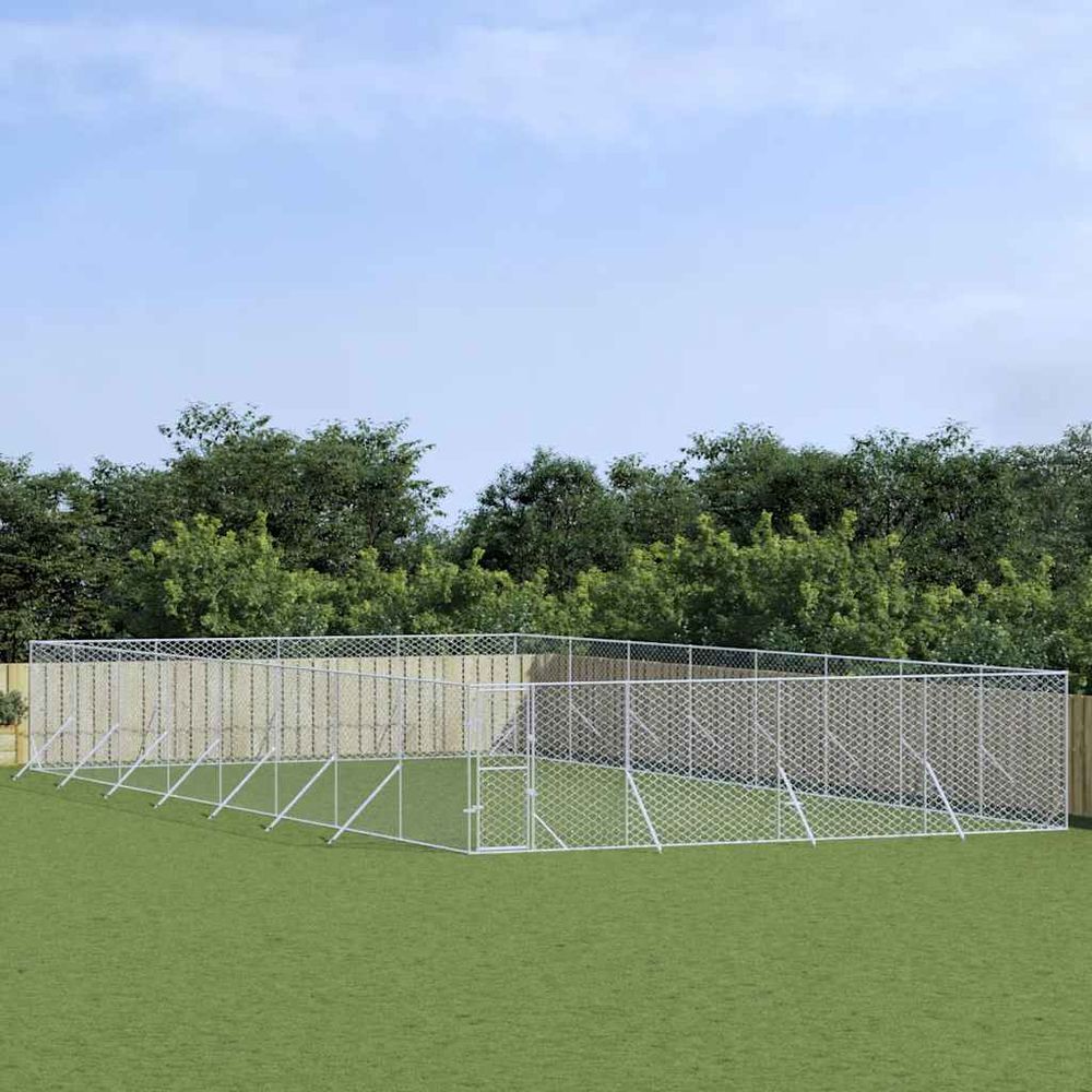 Chenil extérieur acier galvanisé pour chiens et animaux jardin 8x16x2 m
