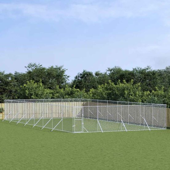 Chenil extérieur acier galvanisé pour chiens et animaux jardin 8x16x2 m