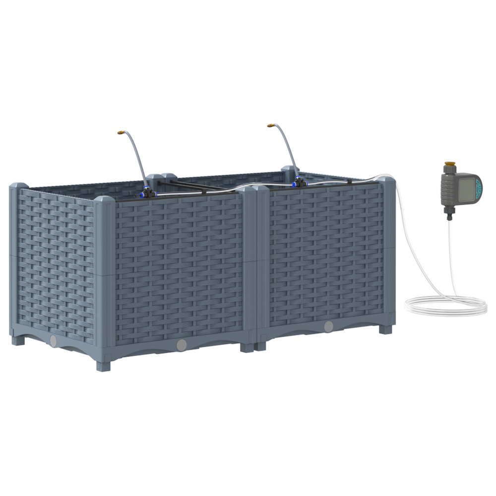 Plantateurs de jardin avec système d'irrigation d'eau 2 pcs gris clair