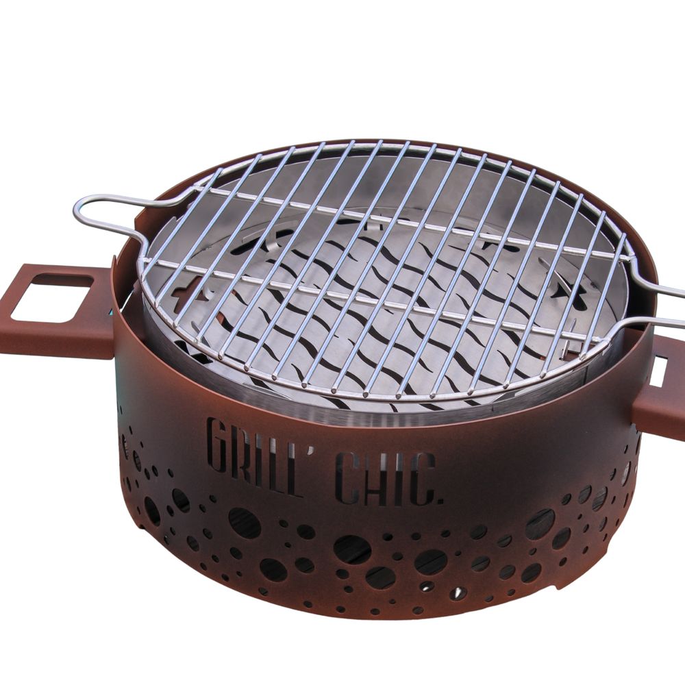 P'tit grill - acier - barbecue imitation corten - design industriel et robuste pour une cuisson authentique en extérieur