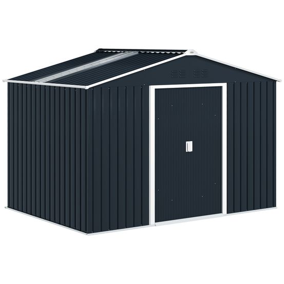 Cabanon de jardin acier galvanisé extérieur grand volume 277x195x192cm gris - comfortxl outdoor living