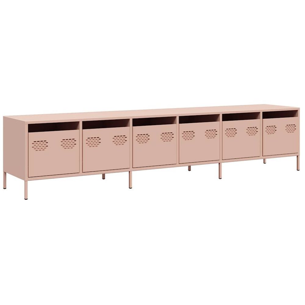 Meuble tv rose 202x39x43,5 cm acier laminé à froid