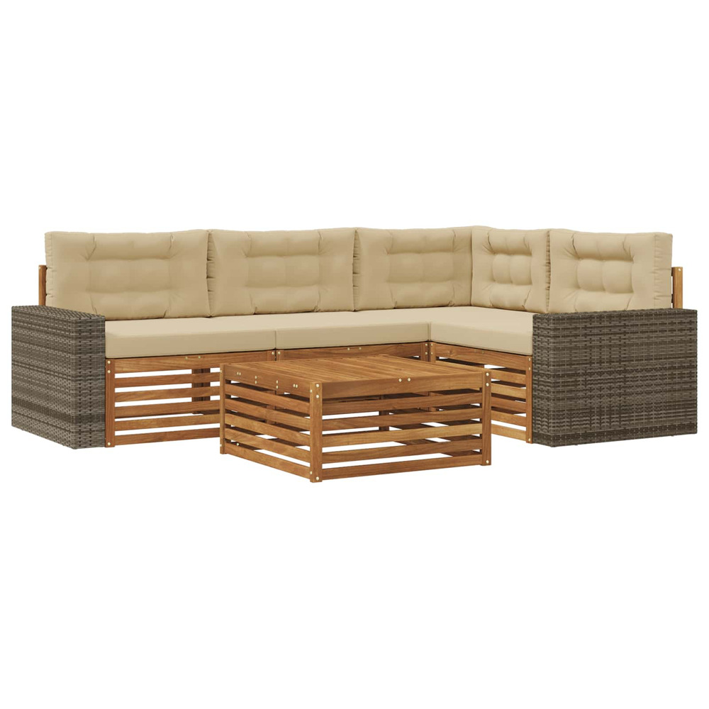 Ensemble de canapés d'extérieur 5 pcs naturel et beige