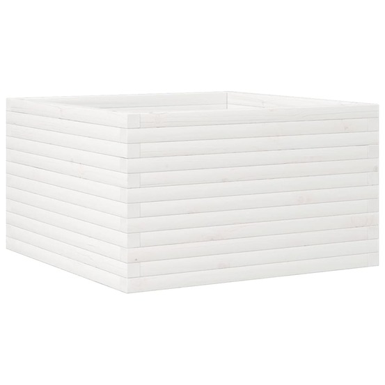 Jardinière bac lit surélevé plantes fleurs terrasse jardin 80 x 80 x 45,5 cm bois de pin massif blanc