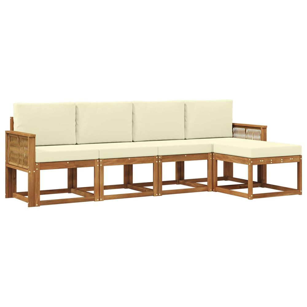 Ensemble de canapés d'extérieur 5 pc naturel et crème polyester