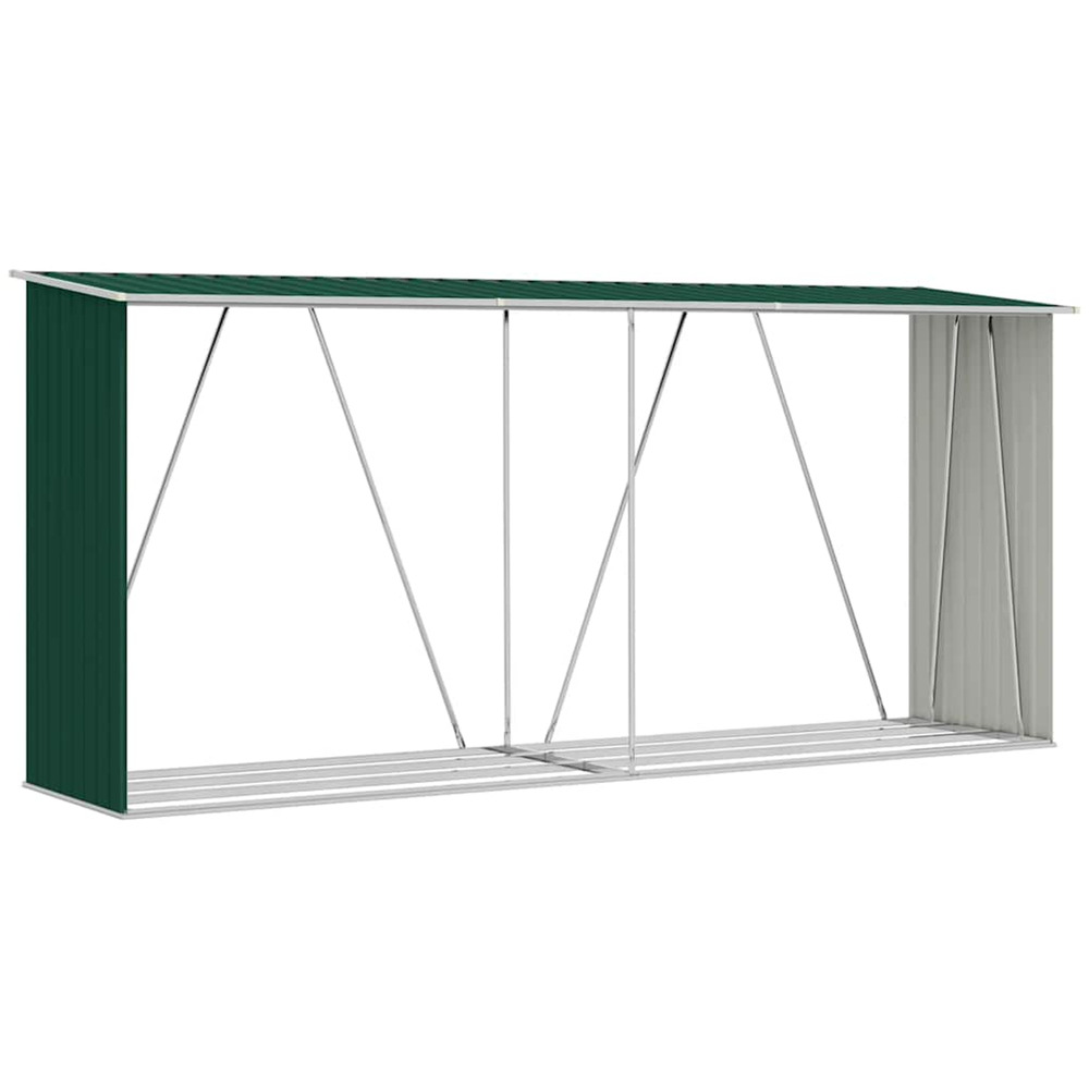 Abri de stockage de bois acier galvanisé 330x84x152 cm vert
