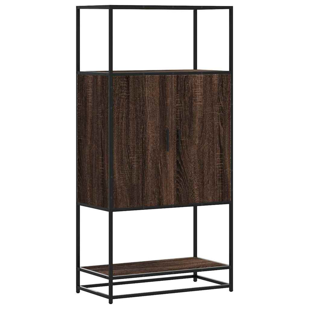 Buffet haut chêne marron 68x35x139 cm bois d'ingénierie métal
