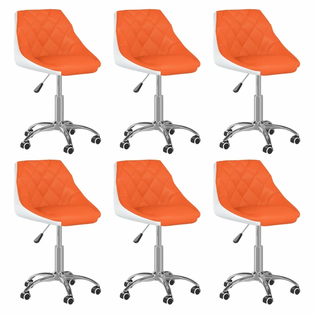 Chaises à dîner pivotantes 6 pcs orange et blanc similicuir