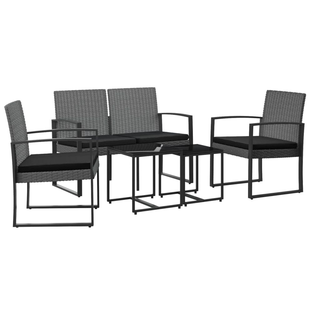 Ensemble à manger de jardin coussins 5 pcs gris foncé rotin pp