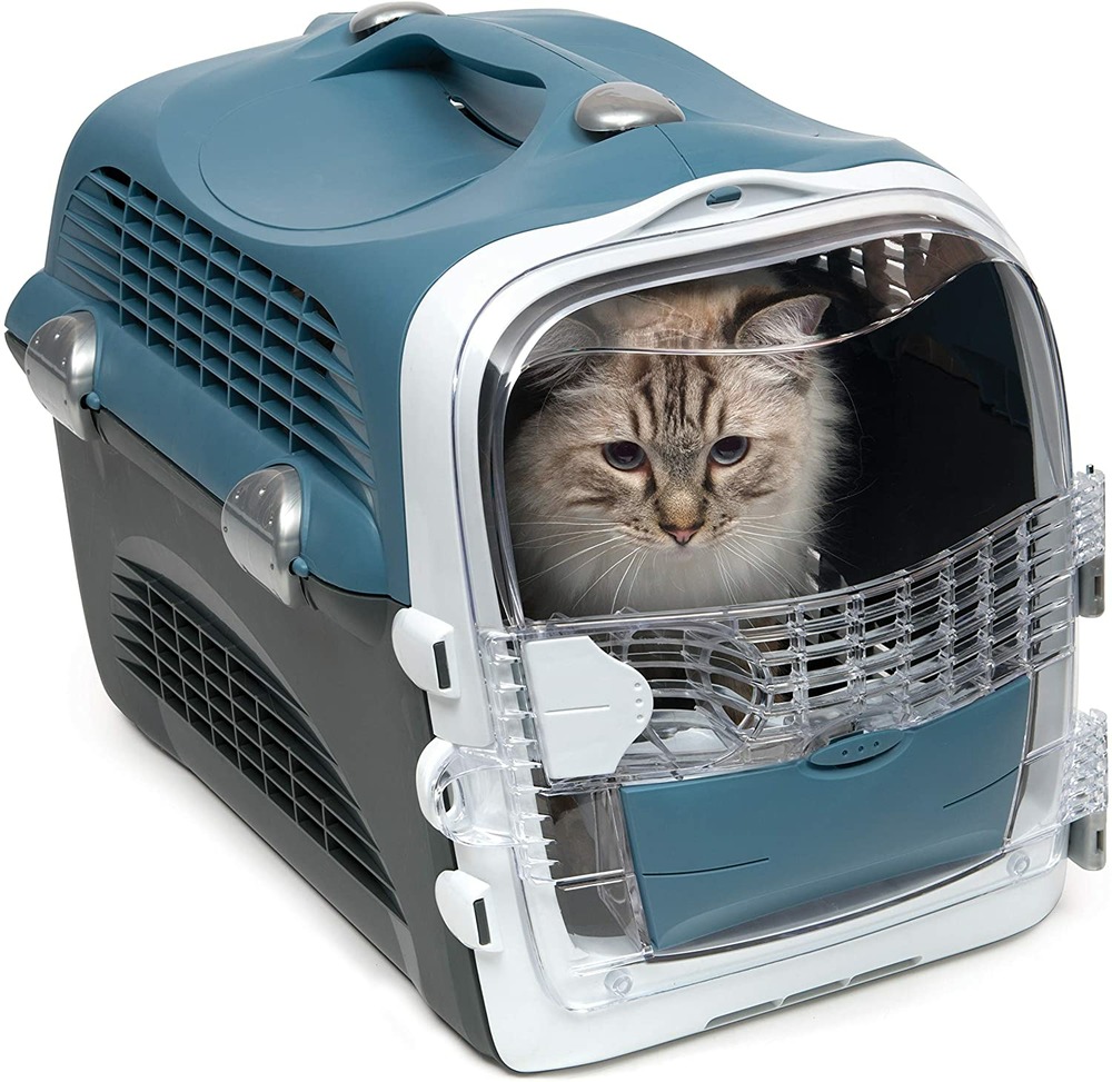 Cage de transport cabrio chat, bleu