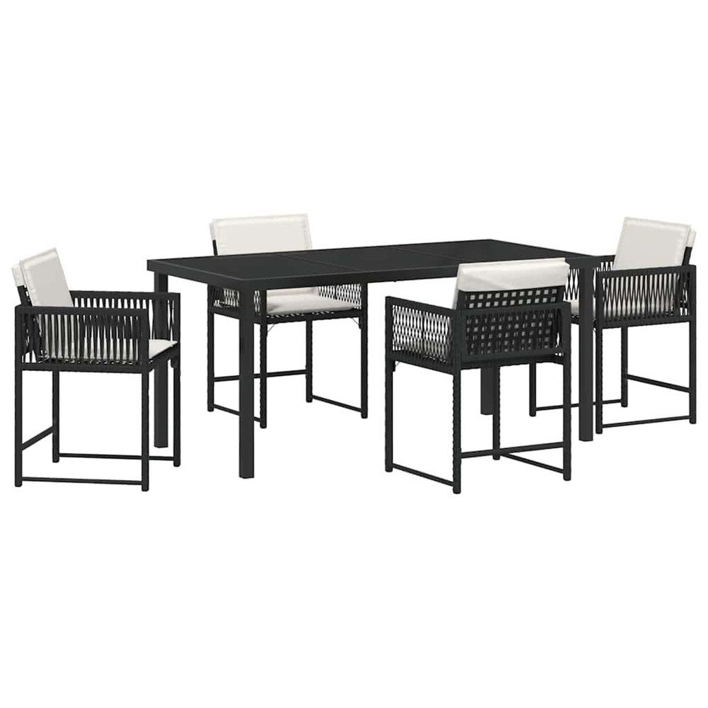 Ensemble de salle à manger pour jardin 5 pcs noir polyrotin