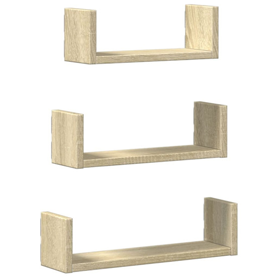 Étagères murales 3 pcs chêne sonoma bois d'ingénierie