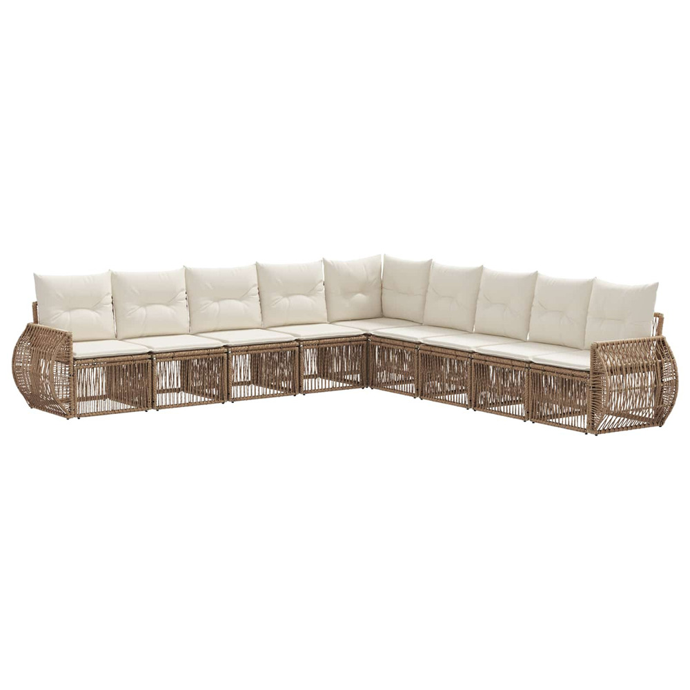 Ensemble de canapé de jardin 9 pcs beige et blanc crème