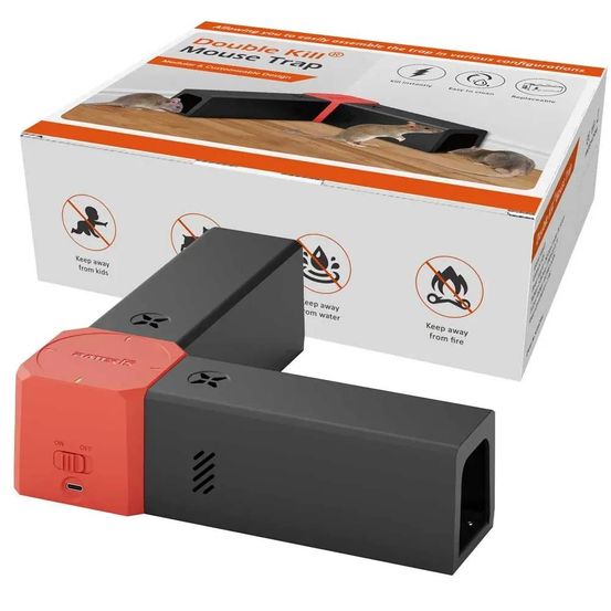 Piège à rongeurs d'angle électrique usb - 2 tunnels - 2000v