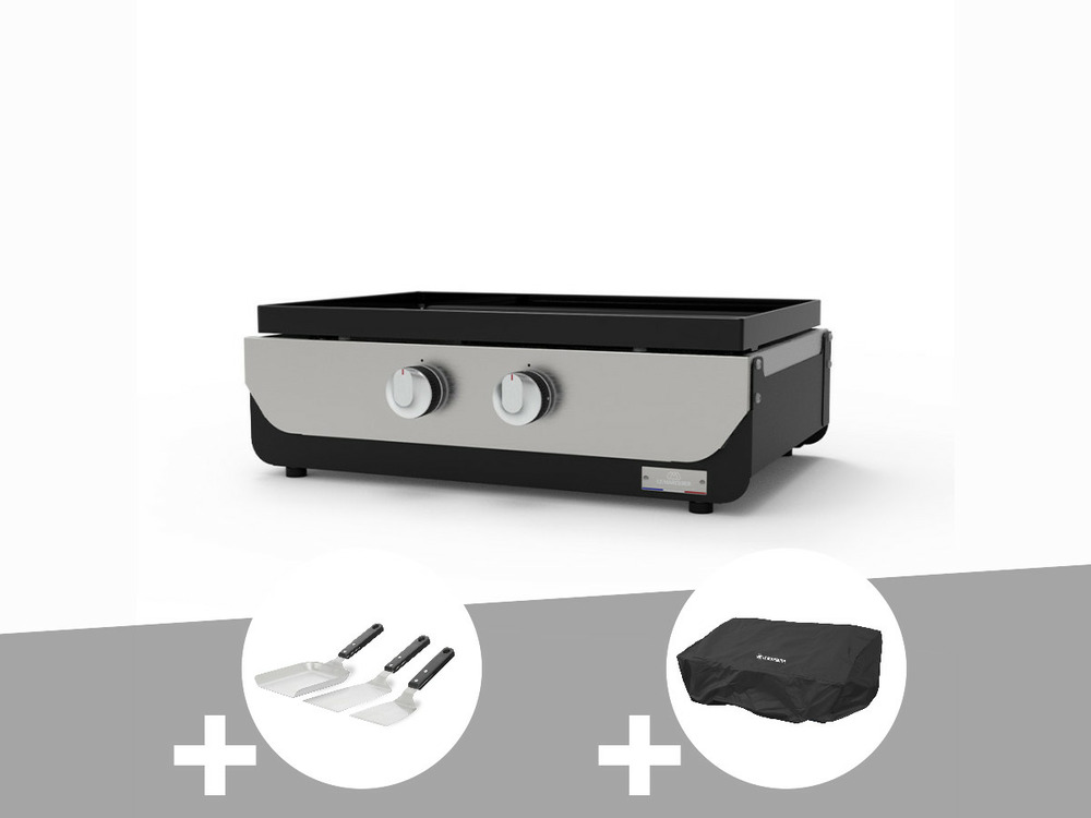 Plancha original gaz 260 duo + kit 3 spatules + housse de protection