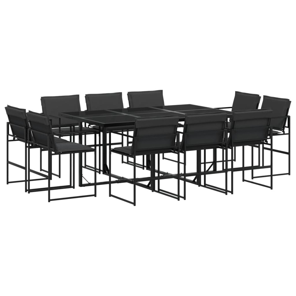 Ensemble à manger de jardin avec coussins 11 pcs noir textilène