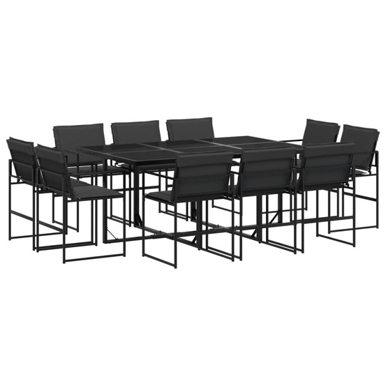 Ensemble à manger de jardin avec coussins 11 pcs noir textilène