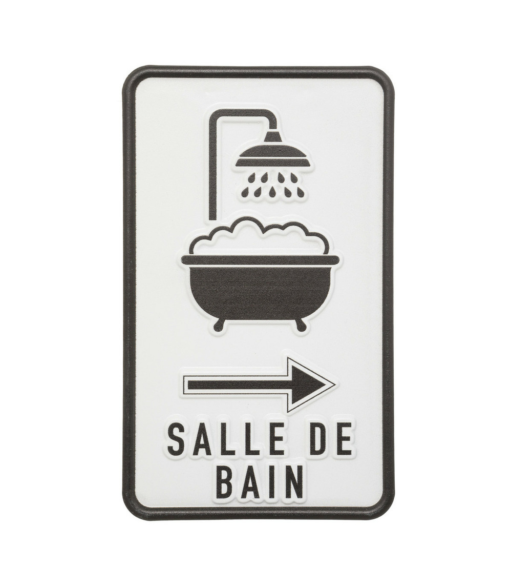 Plaque de porte en métal noir & blanc