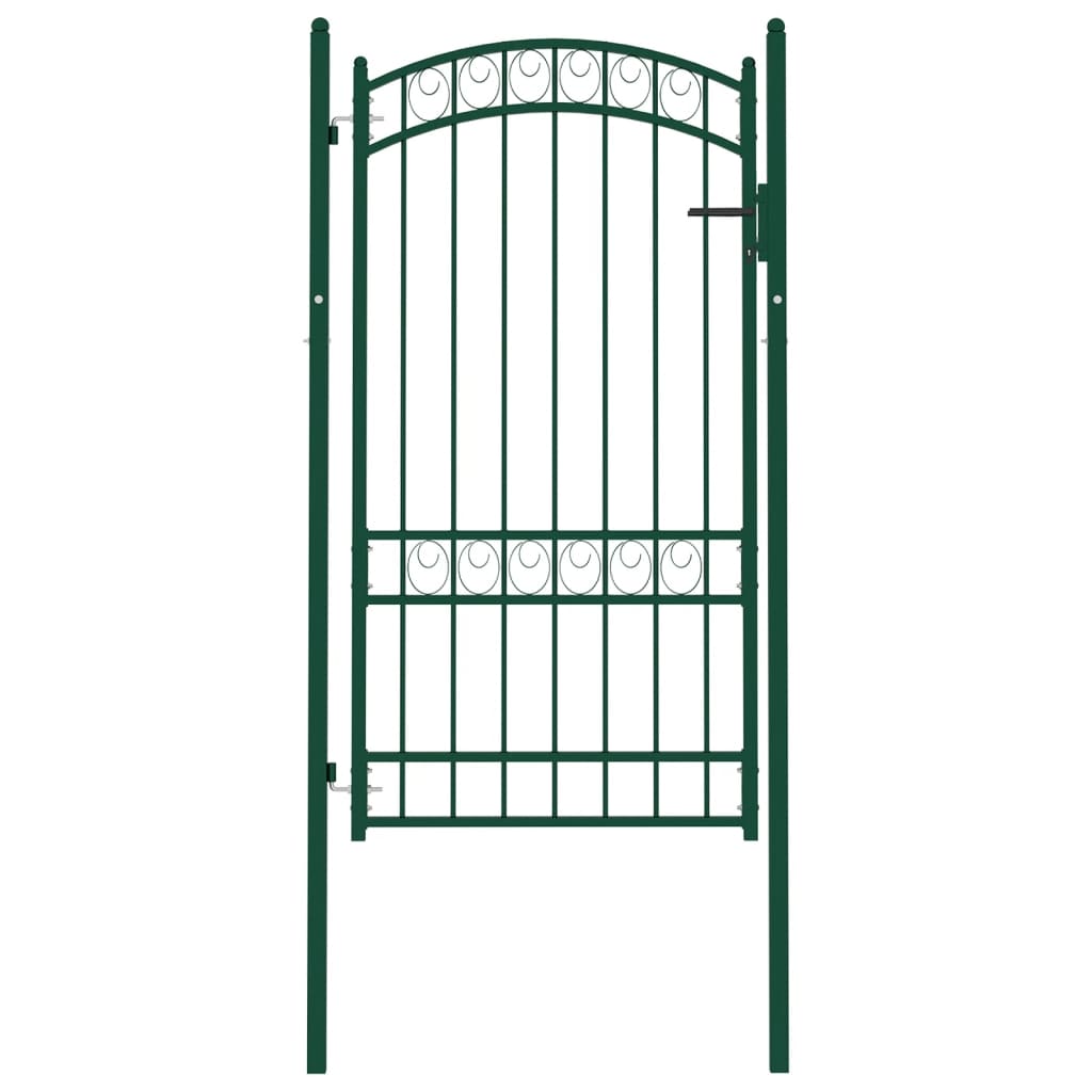 Portail de clôture avec dessus arqué acier 100x175 cm vert