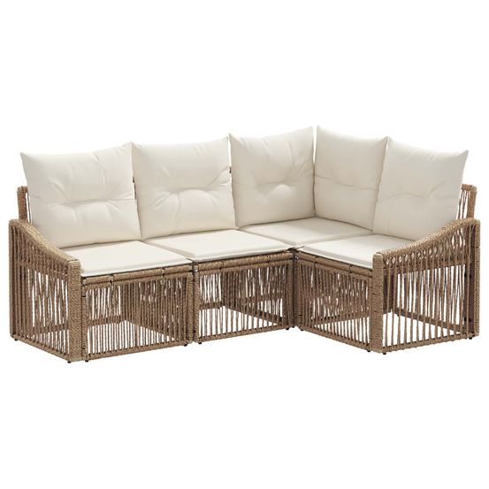 Ensemble de canapé de jardin 4 pc beige polyrotin