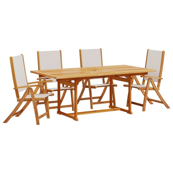 Ensemble à manger de jardin 5pcs bois d'acacia solide textilène