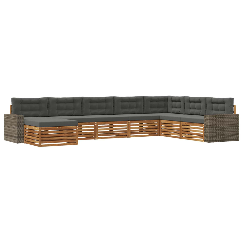 Ensemble de canapés d'extérieur 8 pcs naturel et anthracite