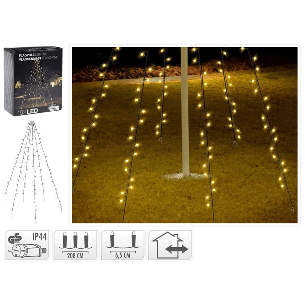 Mât à guirlande lumineuse de noël avec 192 led 208 cm