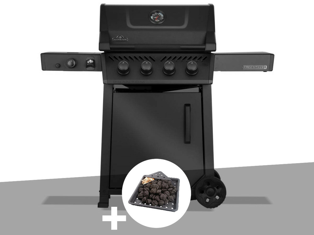 Barbecue gaz freestyle 425 noir 4 brûleurs + 1 sizzle zone série phantom + plate