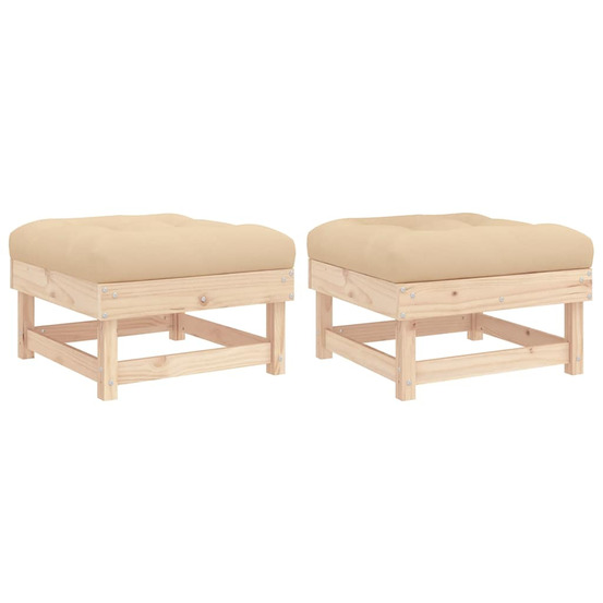 Repose-pieds de jardin avec coussins lot de 2 bois pin massif