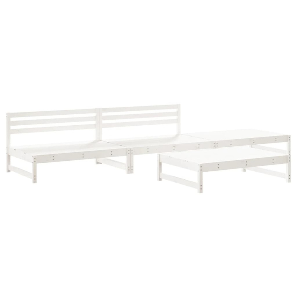Salon de jardin 4 pcs blanc bois de pin massif