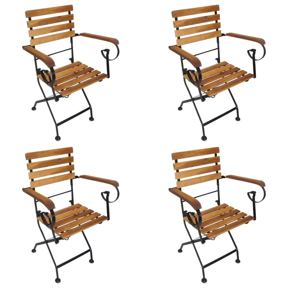 Chaises pliables de jardin lot de 4 acier et bois acacia massif