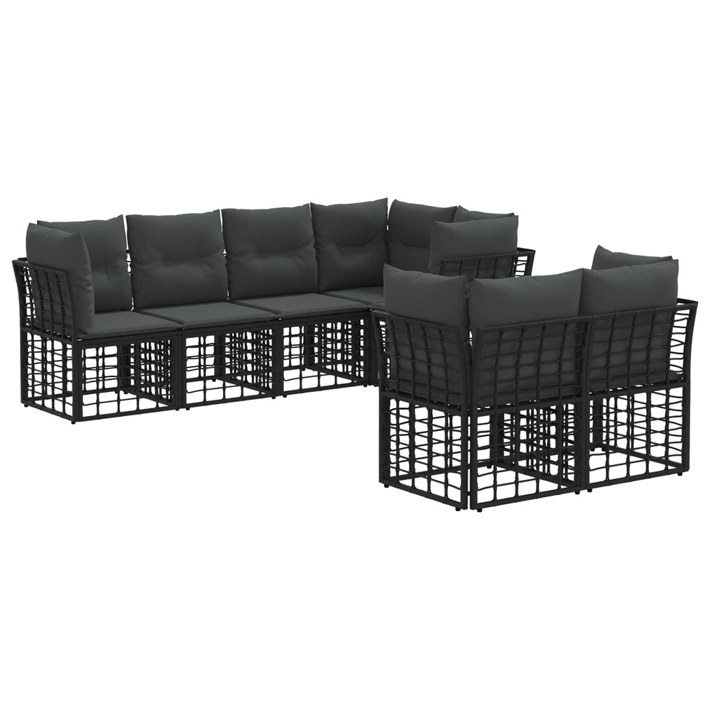 Ensemble de canapés d'extérieur 7 pcs noir polyester