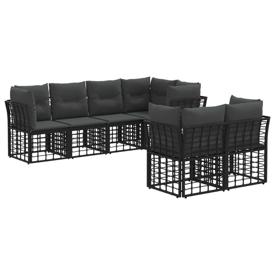 Ensemble de canapés d'extérieur 7 pcs noir polyester