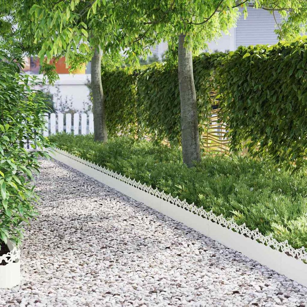 Bordure aménagement acier pour espaces verts séparation 103x22cm blanc 10pcs