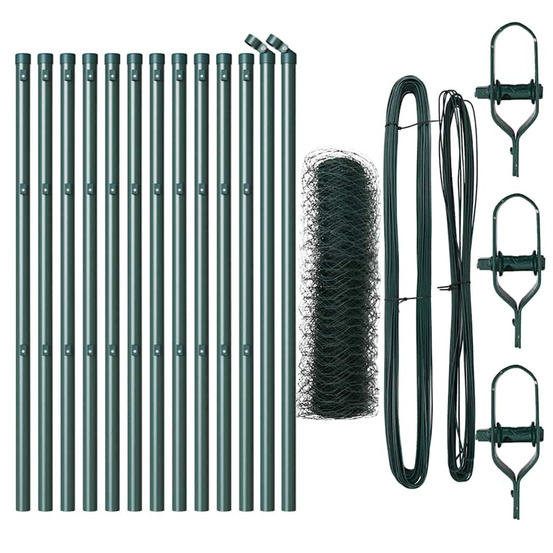 Clôture avec poteaux vert 0.8 x 25 m acier recouvert de pvc