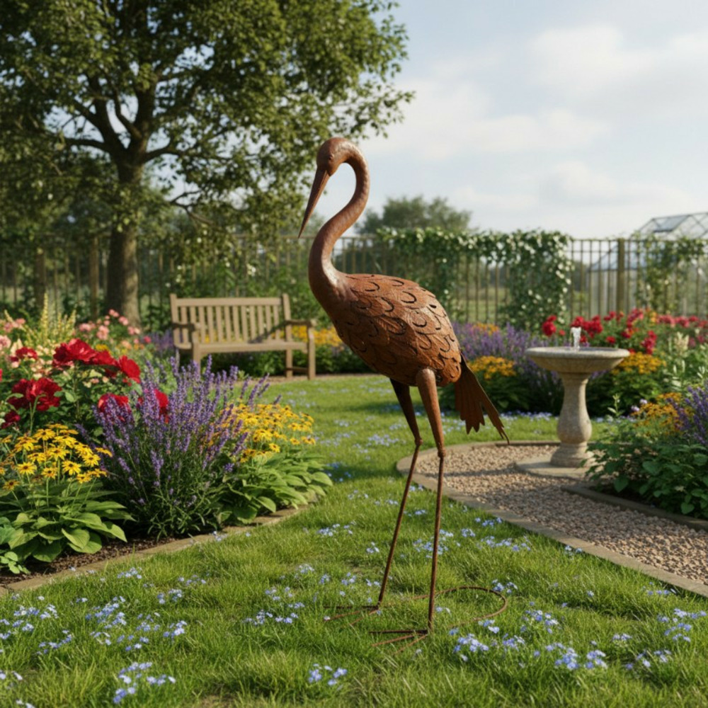 Statuette héron fer 12x8x95cm