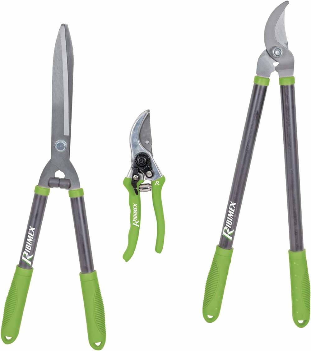 Lot 3 outils de jardinage coupants : secateur 8 + cisaille haies + coupe branches