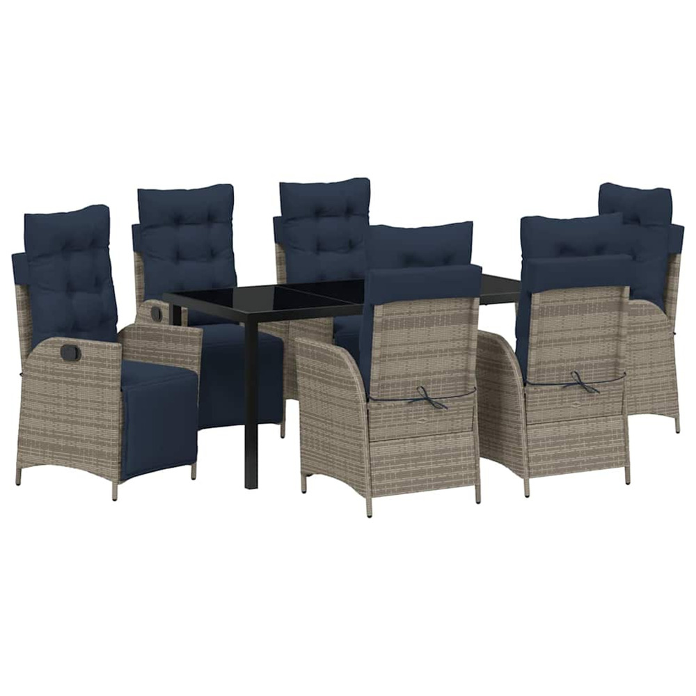 Ensemble de salle à manger pour jardin 7 pcs gris et noir rotin