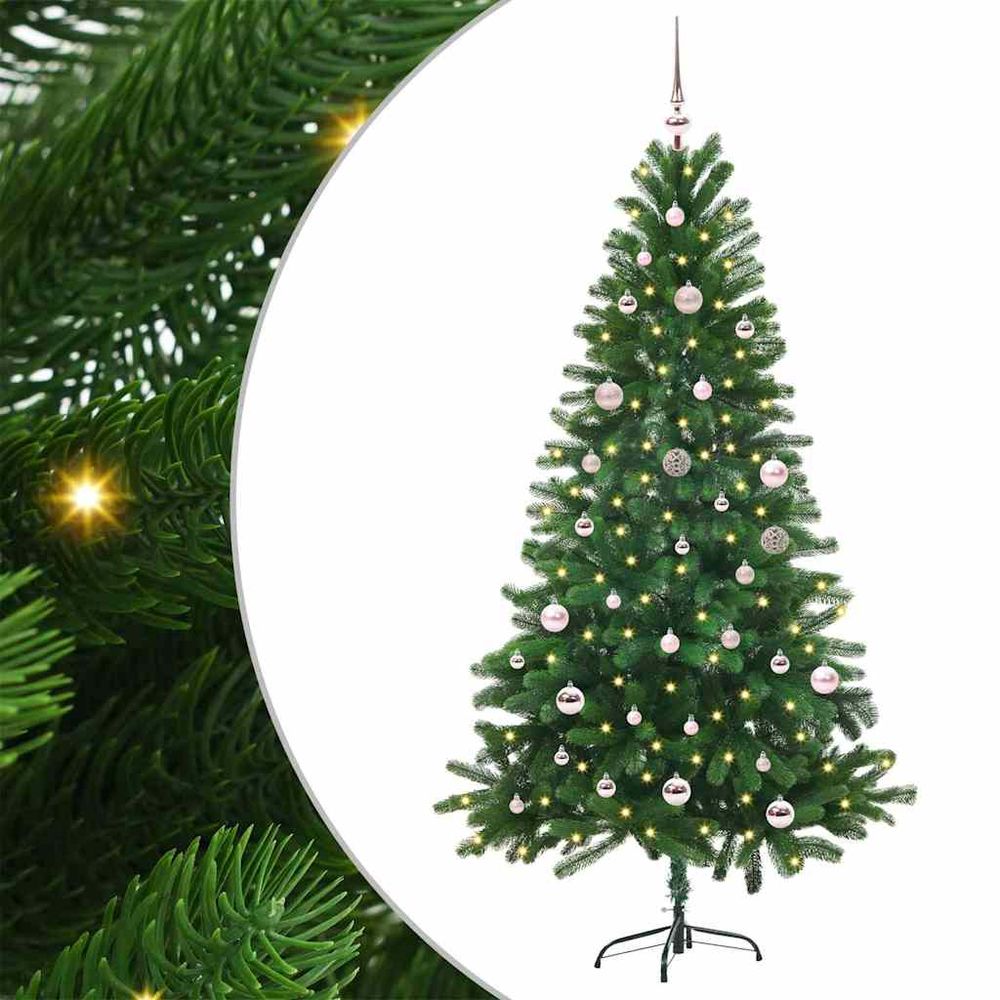 Sapin de fête conique 150 cm, lumineux avec guirlande 150 led, kit décoration intérieur & extérieur