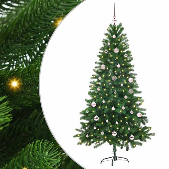 Sapin de fête conique 150 cm, lumineux avec guirlande 150 led, kit décoration intérieur & extérieur