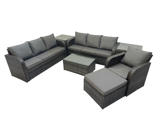 8 places ensemble de canapés en rotin avec canapé 3 places chaise inclinable canapé 3 places 2 tables d'appoint grand tabouret