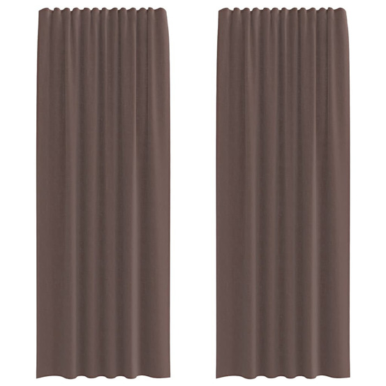 Rideaux en voile avec passe-tringles 2 pcs marron