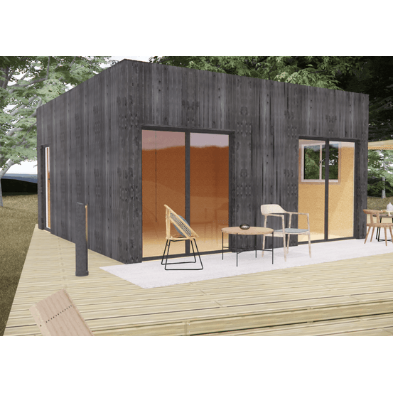 Studio de jardin 4 saisons en bois 5,5 x 5,7 x 3,2 m / isolation re2020 avec plancher isolé / menuiseries alu k-line